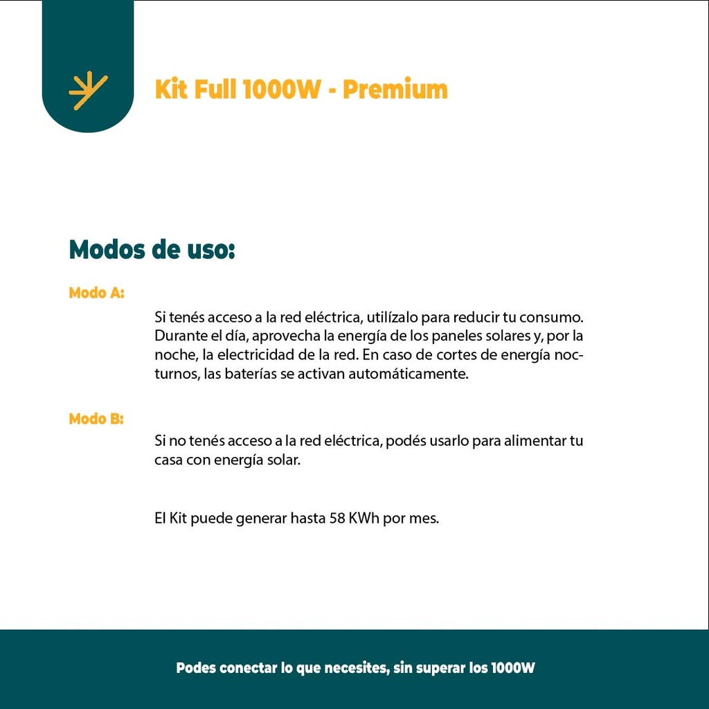 Kit Solar Full 1000w Para Ahorro Y Cortes De Luz | Premium