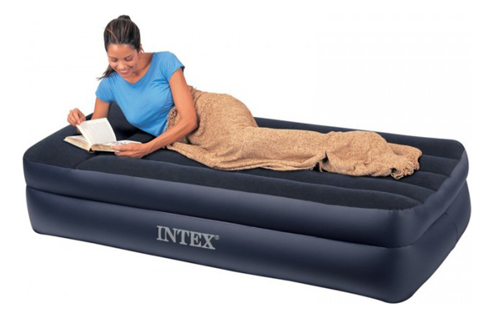 Colchón Inflable Eléctrico Intex 1 Plaza Rest Somier Azul