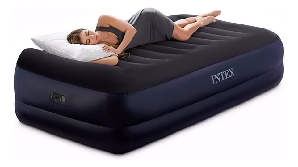 Colchón Inflable Eléctrico Intex 1 Plaza Rest Somier Azul