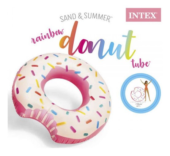 Flotador Inflable Pileta Intex Rueda Donut Glaseada 94 Cm Color Rosa Pálido 56265