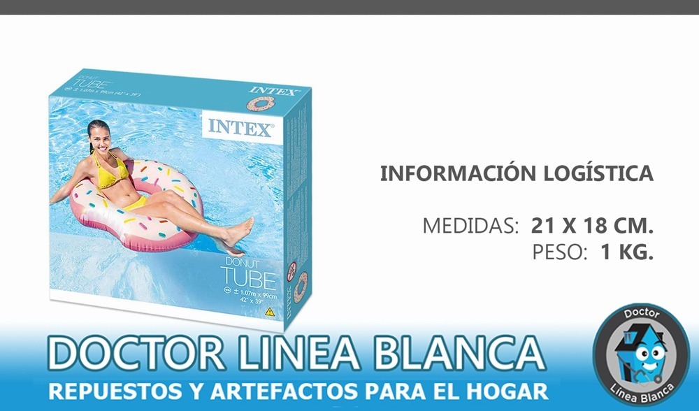 Flotador Inflable Pileta Intex Rueda Donut Glaseada 94 Cm Color Rosa Pálido 56265