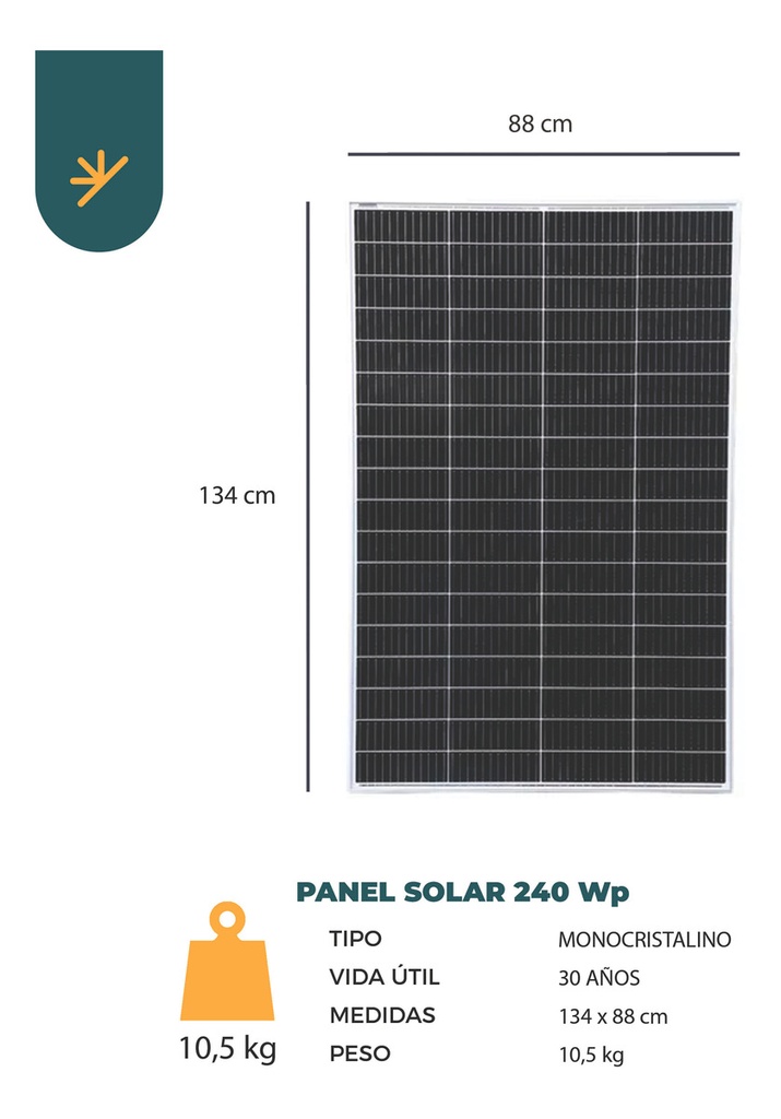Panel Solar 240wp Monocristalino - Kit Solar