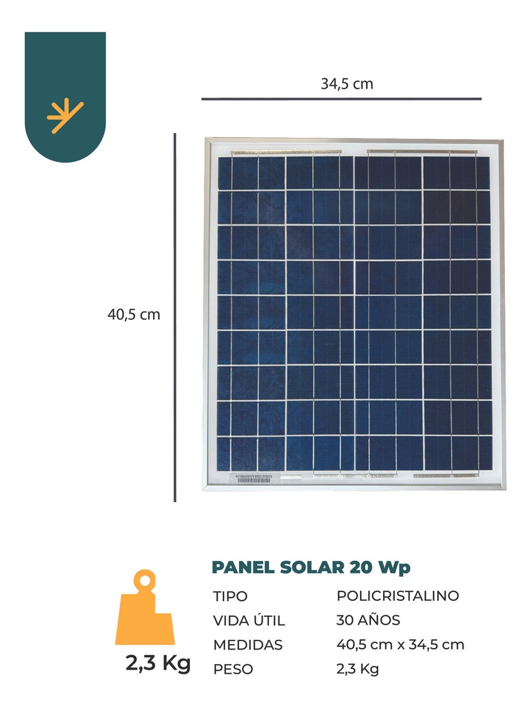 Panel Solar 20w - Policristalino | Kit Solar