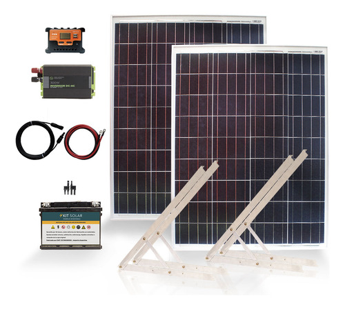 Kit Solar Completo Con 2 Paneles 80w Energia 220 Bateria K14