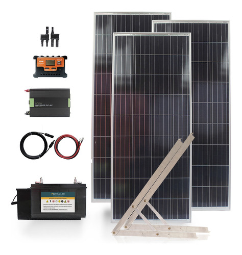 Kit Solar Con Inversor 1500w 3 Paneles 160 Bateria 220a K17