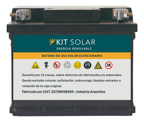 Bateria Solar Estacionaria Plomo Acido 45ah 12v Kit Solar
