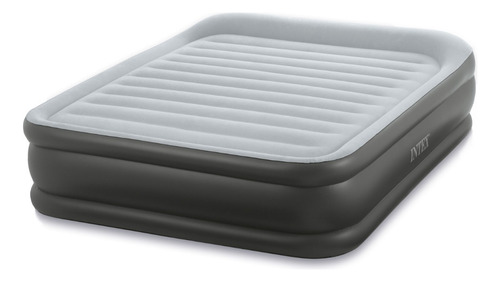 Colchón Inflable Intex 2 Plazas Eléctrico Somier Deluxe Color Gris