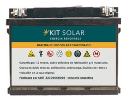 [BAT65] Bateria Solar Estacionaria Plomo Acido 65ah 12v Kit Solar
