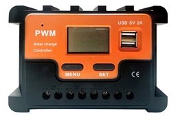 [PWM2024] Regulador De Carga Paneles Solares 20a Pwm Display 12v 24v